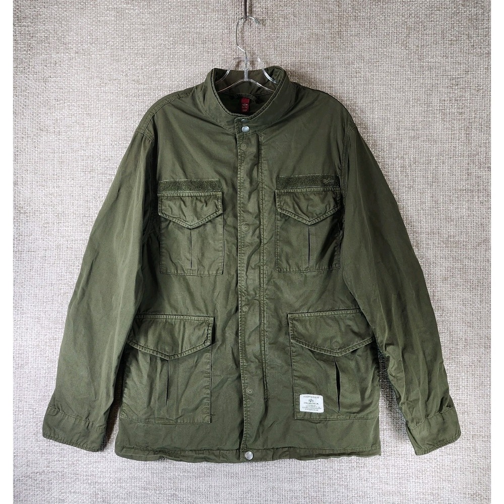 Alpha Industries M-65 Field Coat Mens M Drab Green Military Utility Jacket EUC